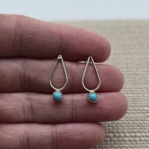 Sterling Silver Blue Stone Rustic Dangle Earrings A4162